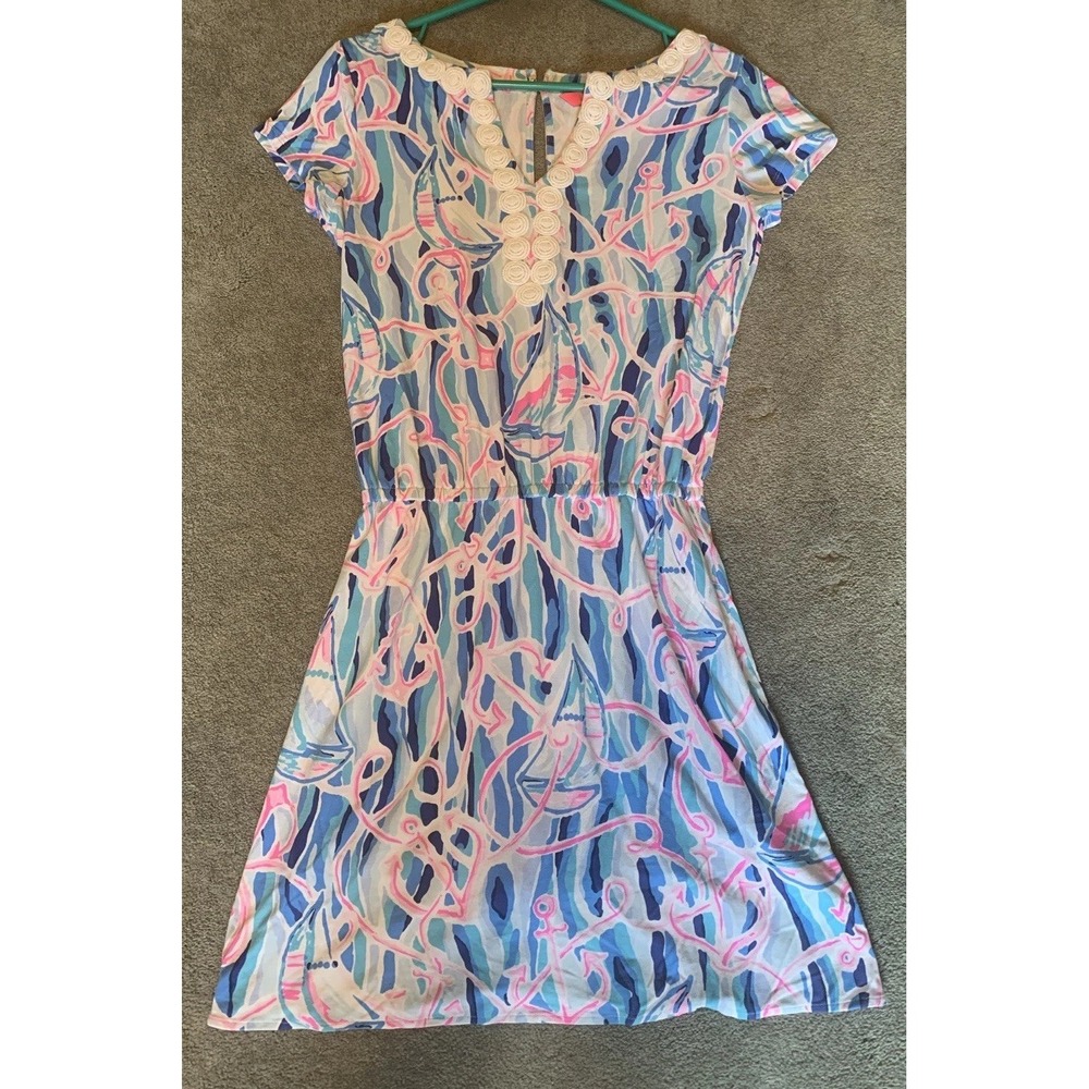 Lilly Pulitzer‎ Reble Skort Dress Romper Skim Blue Reel Nauti Anchor XS